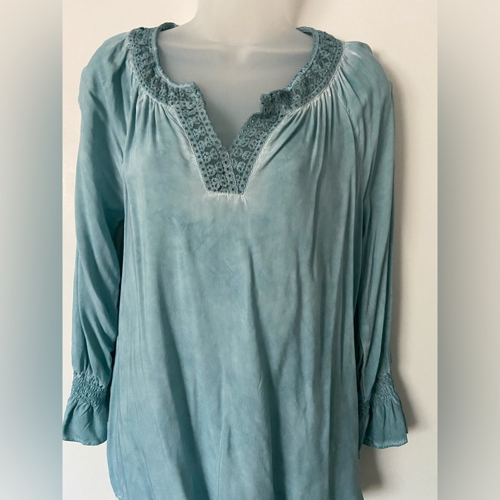 Spence Blouse Crochet Collar Poet Tunic Style Size Small NWT!